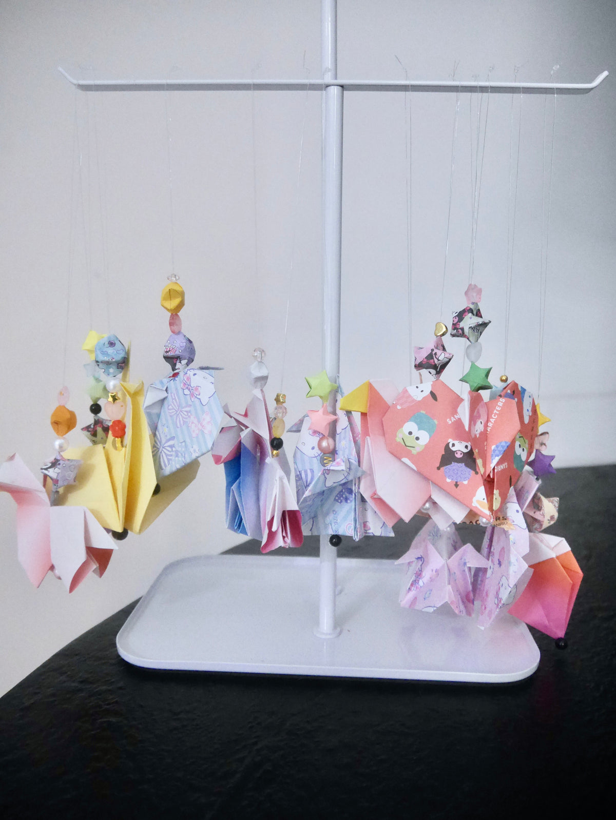 Crystal Elastic Beading Cord Origami Charm Keychain